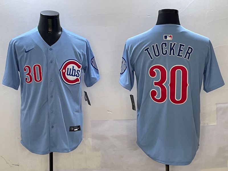 Men Chicago Cubs #30 Tucker Light Blue Throwback Fashion 2025 Nike MLB Jersey style 6->chicago cubs->MLB Jersey